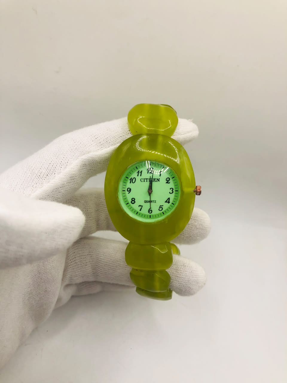 Natural Jade Stone Watch Handmade Serpentine Quartz Wristwatch for Men Women