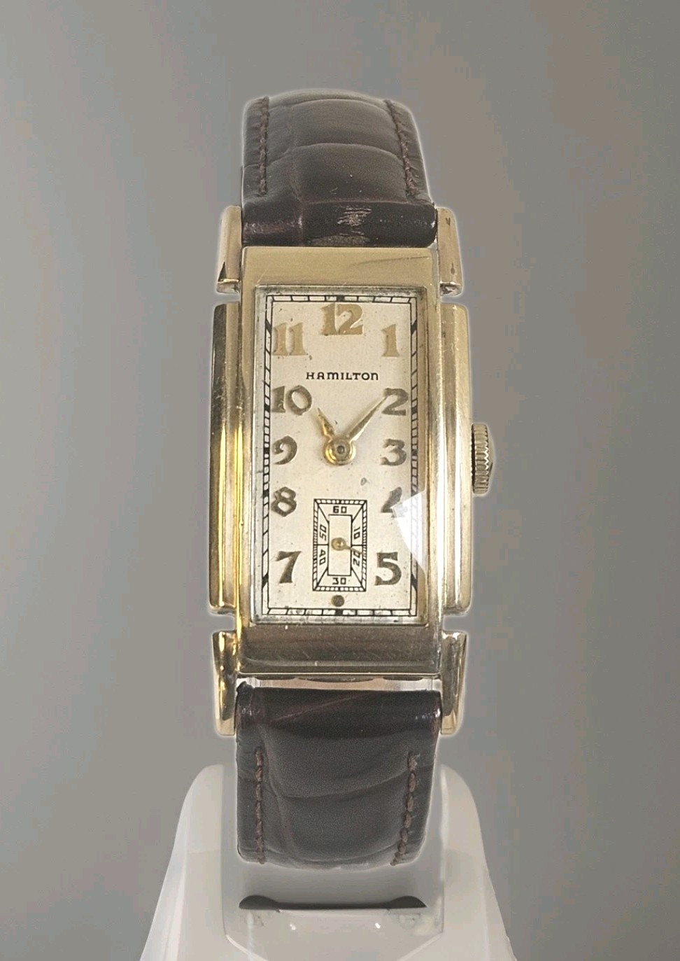 Vintage Hamilton Dickens Curved Case 17J Grade 980 Art Deco Wristwatch 1938 Runs