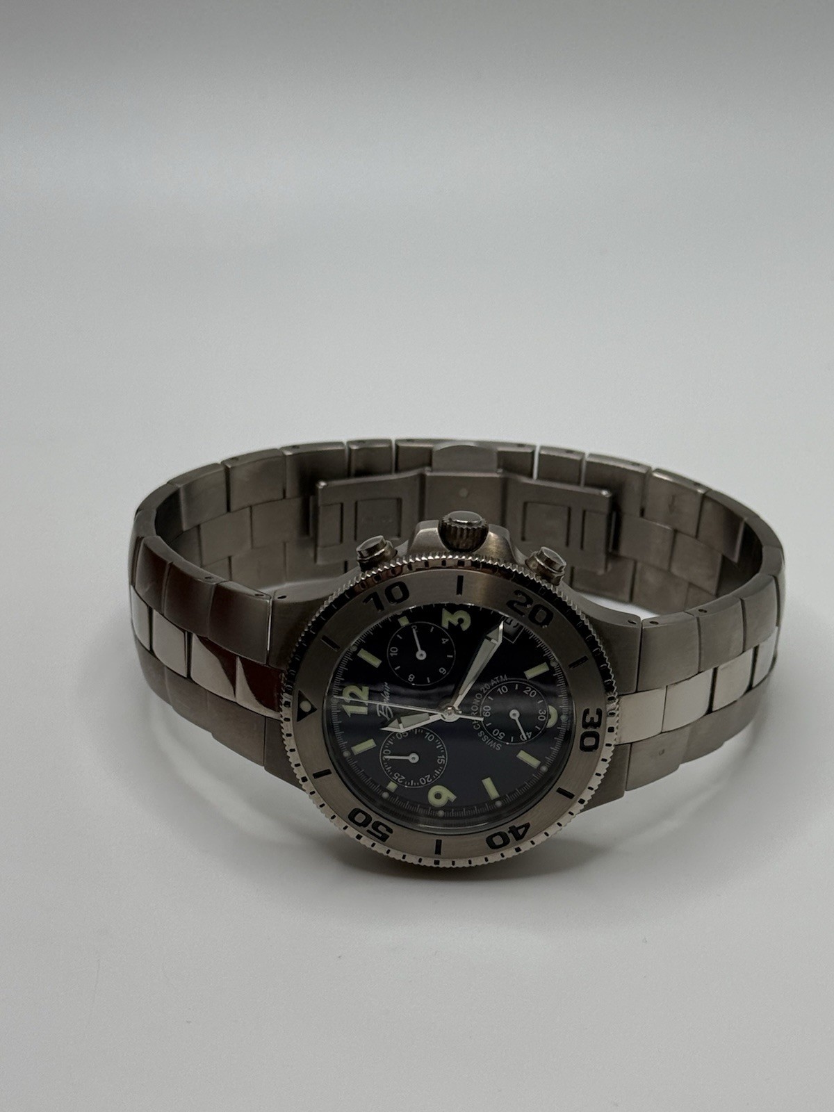 Belair All Titanium Swiss Chronograph Blue Dial 20 ATM G10.211 Mens watch