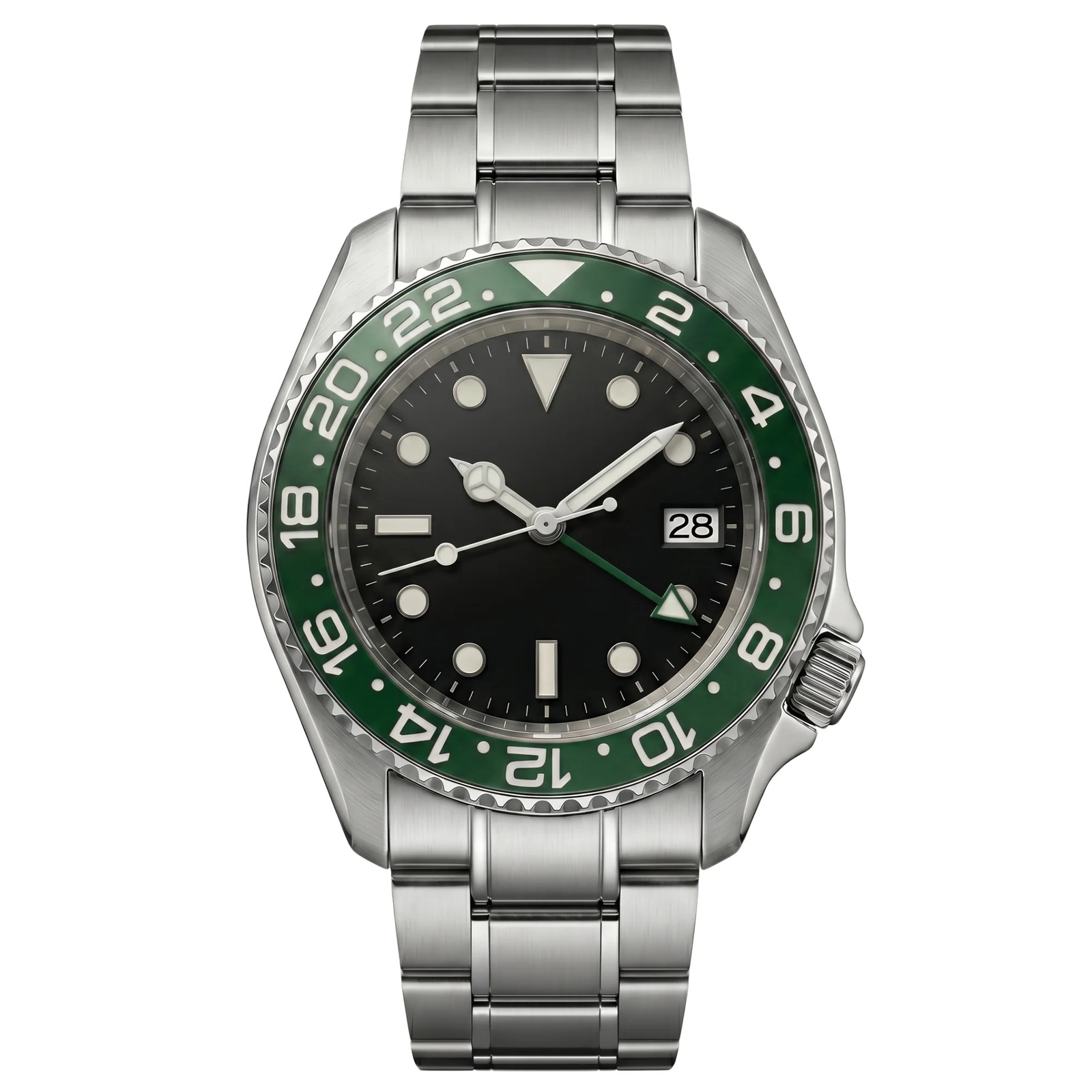 Navex Green Steel – NH35 Automatic GMT Watch Sapphire Crystal 39mm Mens
