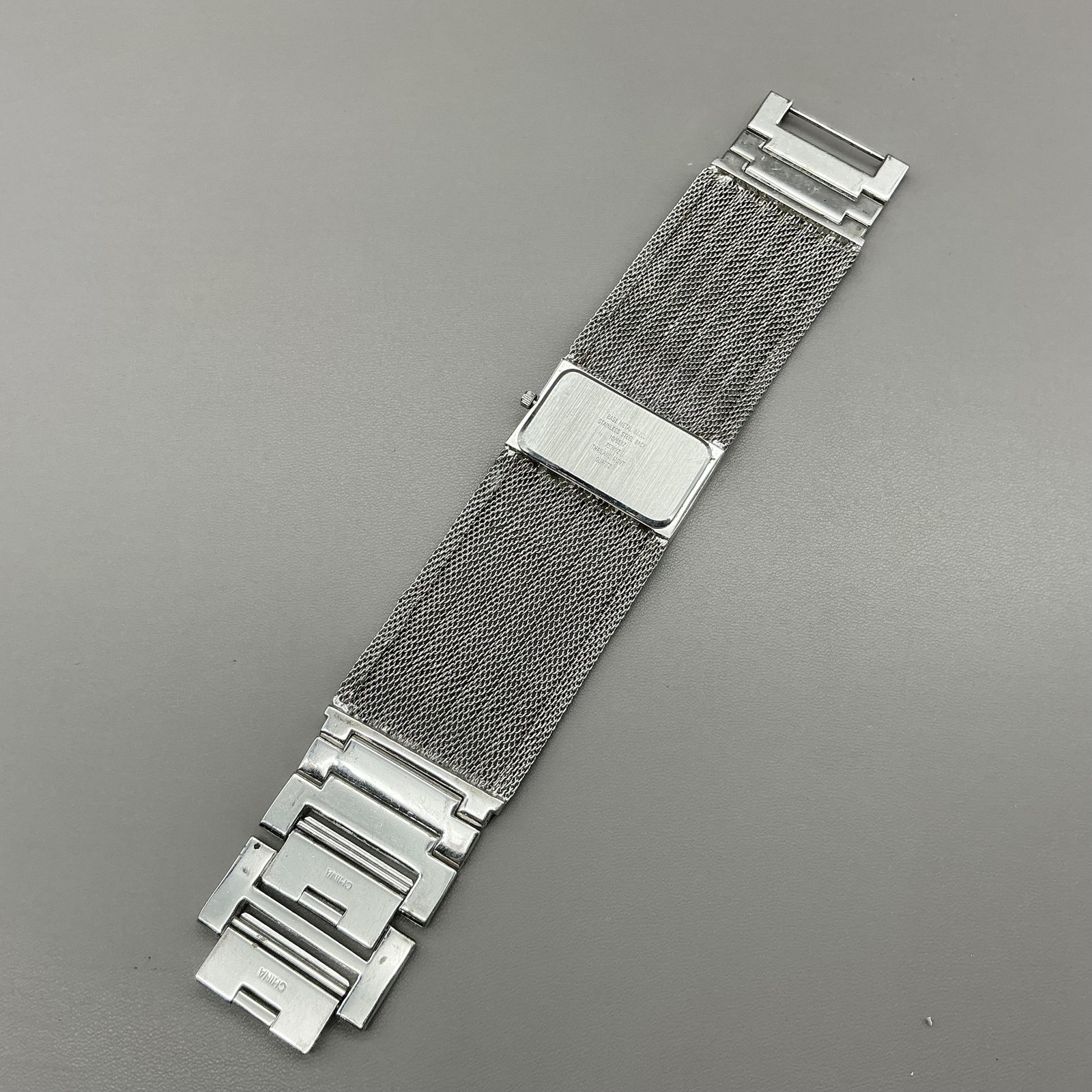 Anne Klein Womens Watch Silver Dial Mesh Bracelet Rectangle Diamond Quartz