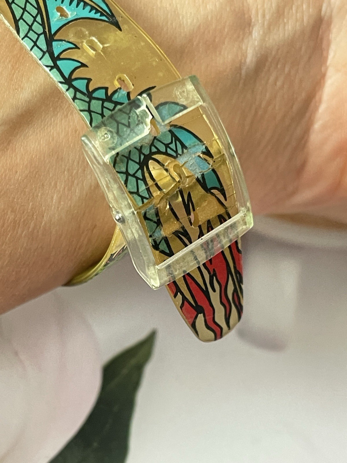 Swatch Swiss Made Quartz Watch Dragon S503 STANDARDS 1994 GREEN Vintage -4v
