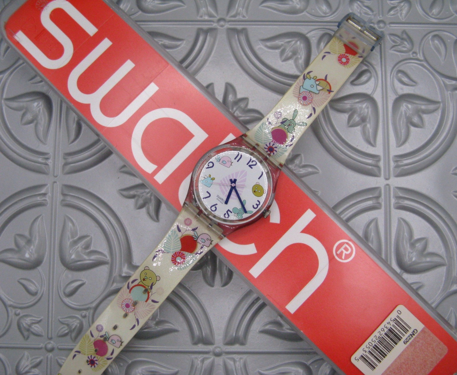 Swatch Watch LUCKY ZOO GN229 Whimsical Animals Gent Vtg 2009 Case With Papers