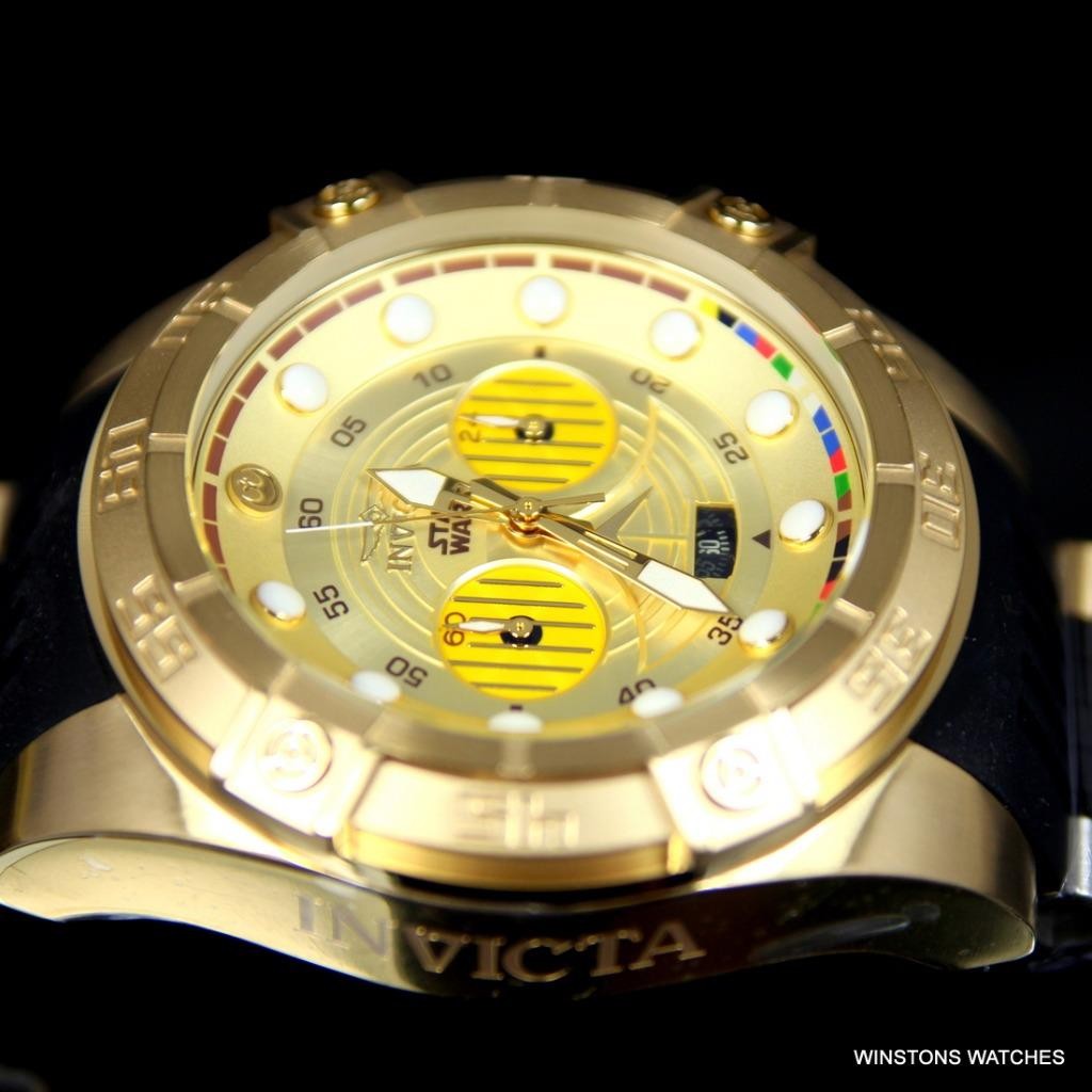 Invicta Star Wars C3PO Chronograph Gold Plated Limited Edition 52mm Watch New
