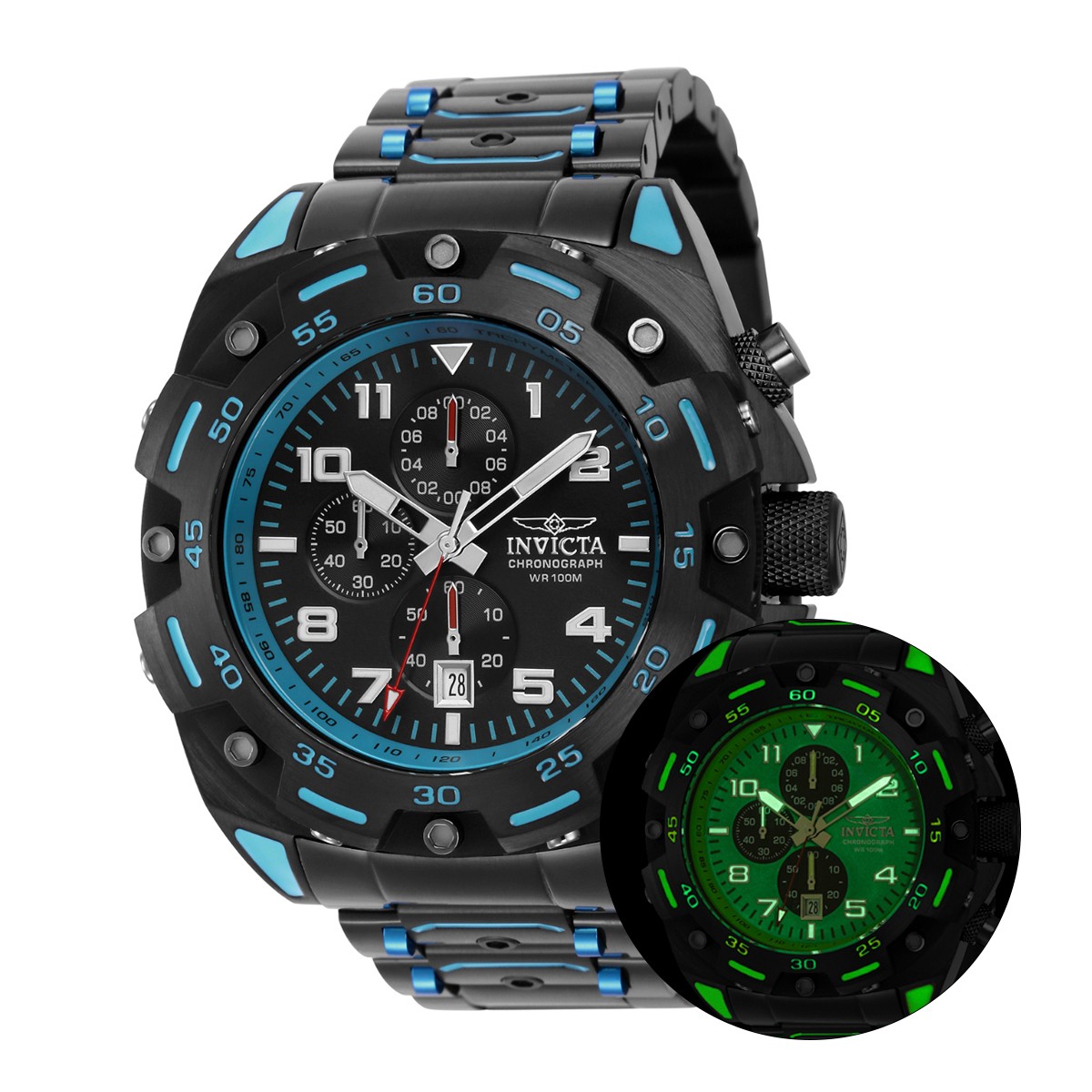 Invicta Sea Monster Midnight Dark Current Mens 50mm Lume Dial Chrono Watch 37666