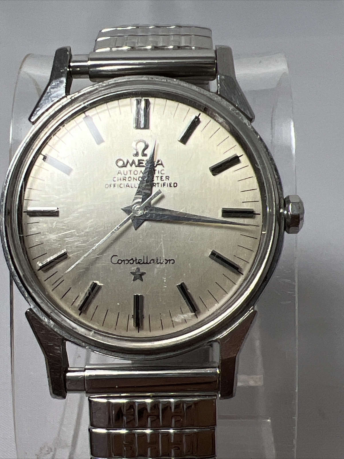Omega Constellation Cal 551 Vintage Chronometer Silver Automatic Mens 34mm Watch