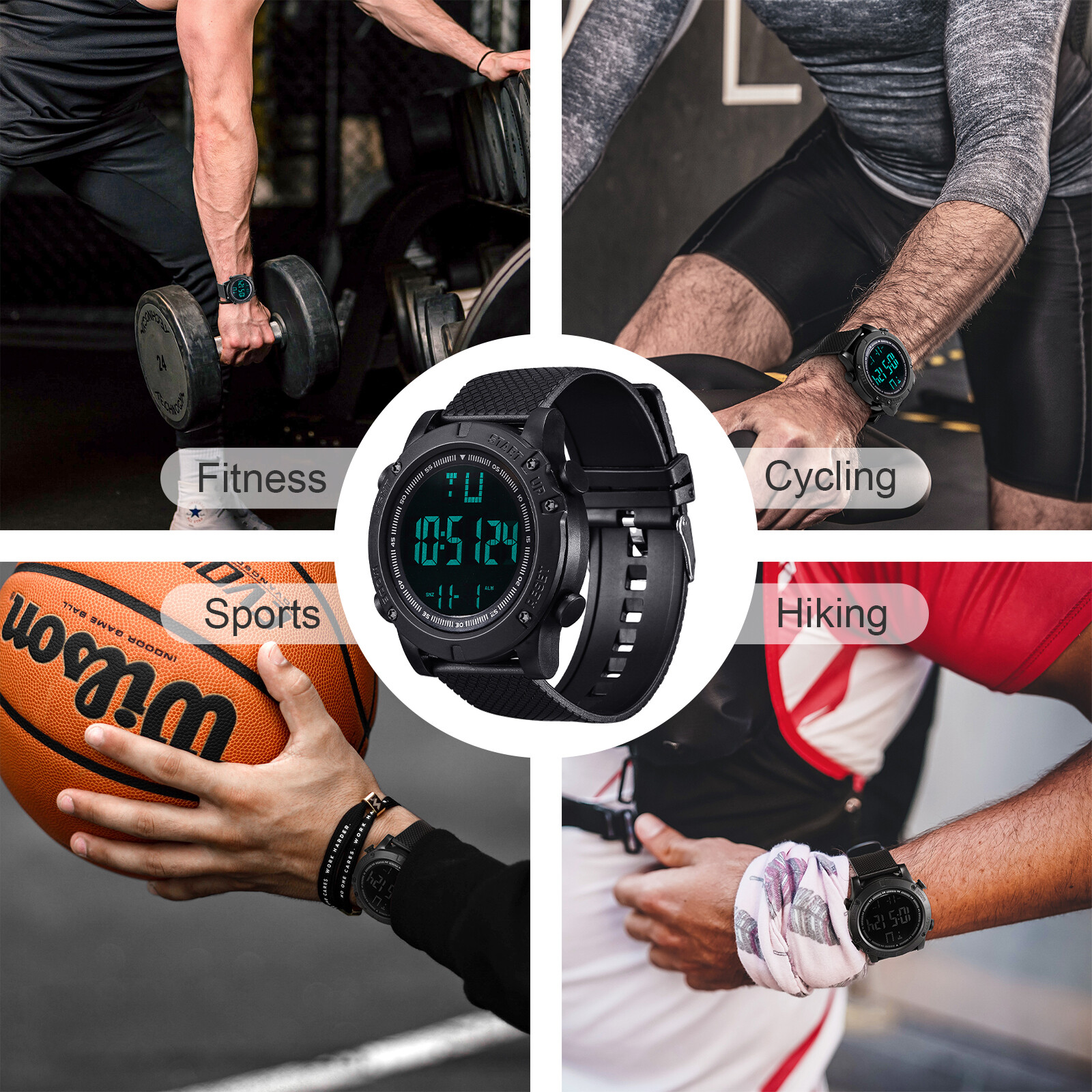 Men Digital Sports Watch Military Tactical LED Backlight Wristwatch Waterproof