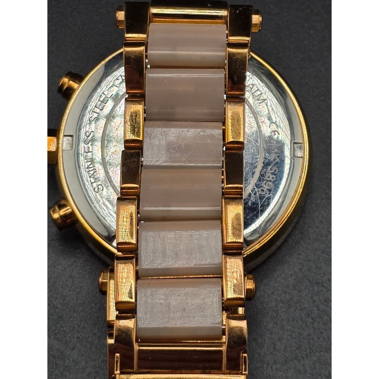 Michael Kors MK-5896 Parker Rose Gold Tone Blush Acetate Watch 051/012