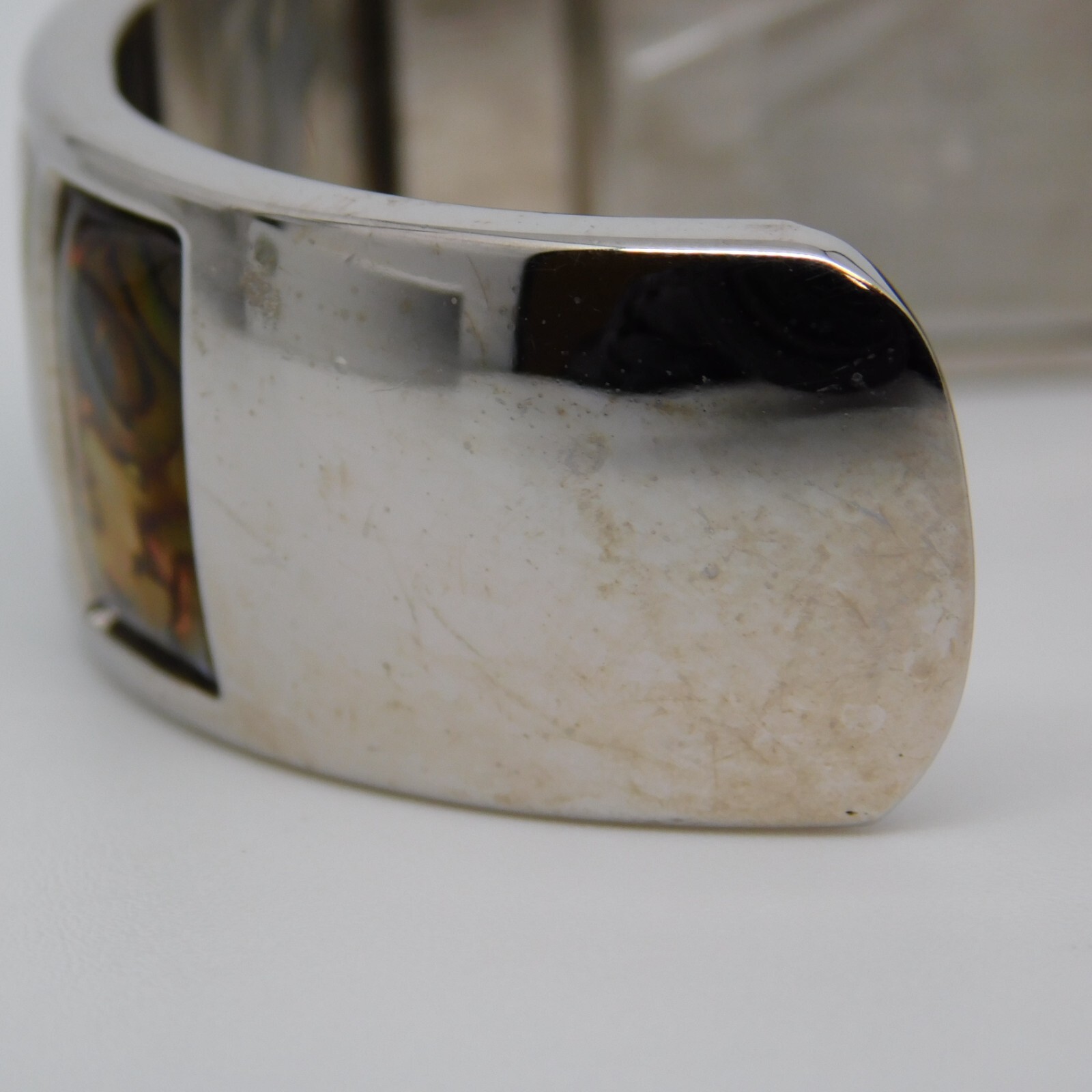 Cuff Bracelet Mother-of-Pearl Inlay Quartz Women’s Watch Sz. 6″ New Battery