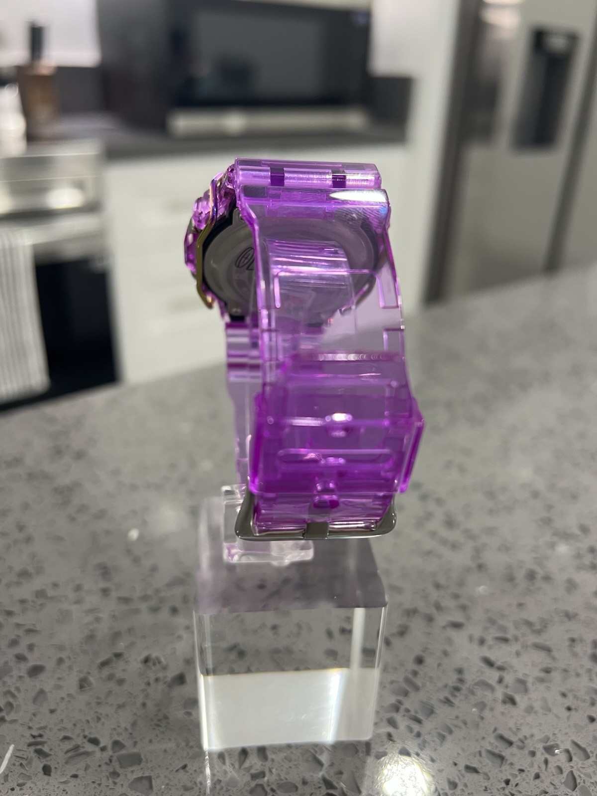Gshock DW5600 Mod Custom Skmei Watch Clear Purple Black Dial / Travel Case