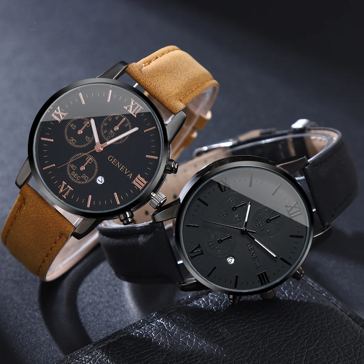 2 Pcs/set Men’s Watch Wristwatch Set, Casual Sport Men’s Watch Set, Quartz