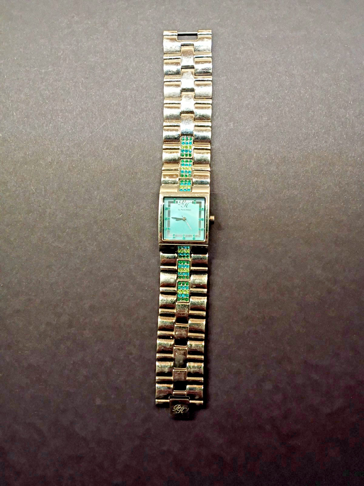 PH By Paris Hilton Bracelet Watch Iridescent Blue Green Oyster Dial New Battery