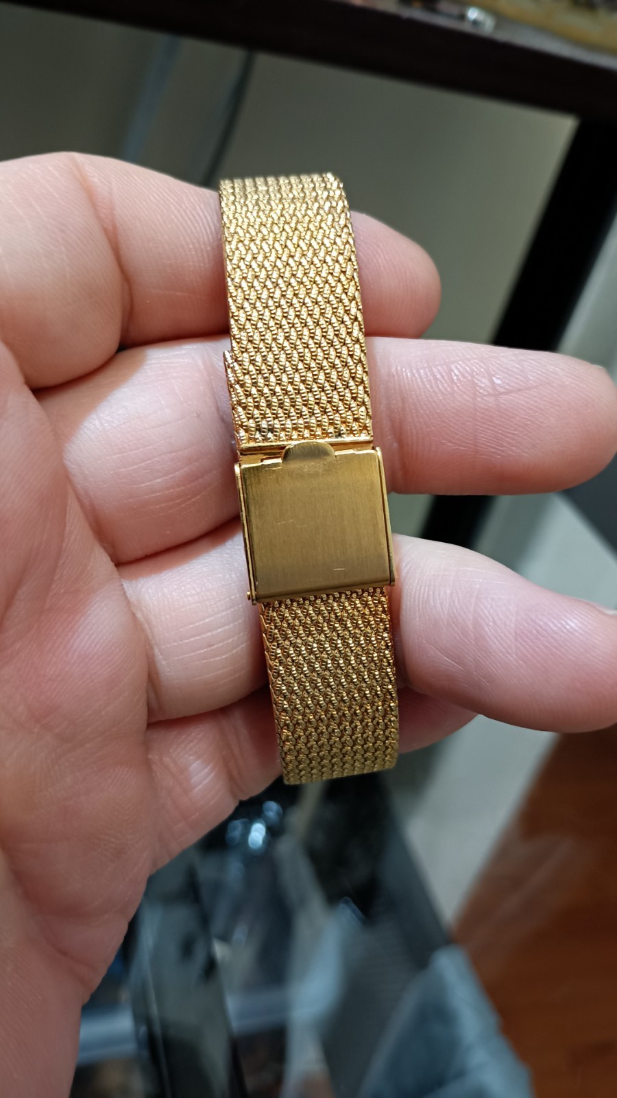 JULES JURGENSEN Rectangular Vintage Men’s Watch Gold Tone Quartz 26 mm Box