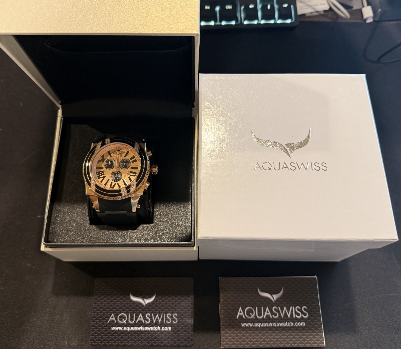 NEW IN BOX AQUASWISS Swissport XG Diamond D64XGD006 Men’s Watch 63mm 0.75ctw