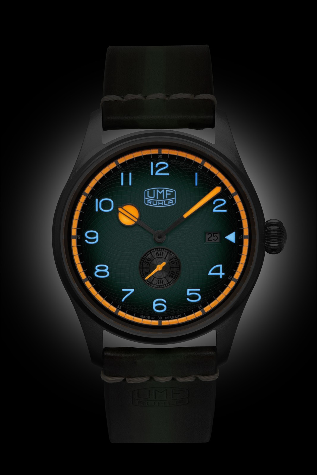 Umf Ruhla 1134-4, Titan, Quartz, Sapphire Glass, Watch, Leather Band, 1 21/32in