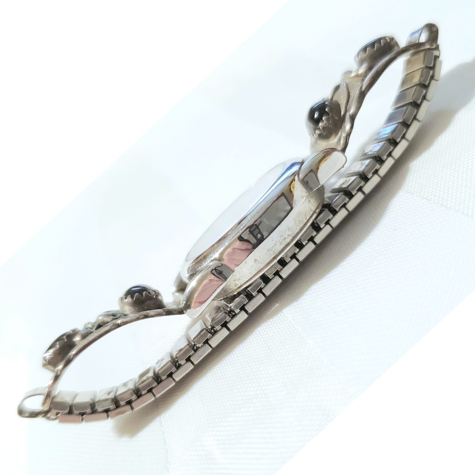 Nadia Kokopelli Navajo Onyx Stones with 925 Sterling Silver Leaves Watch