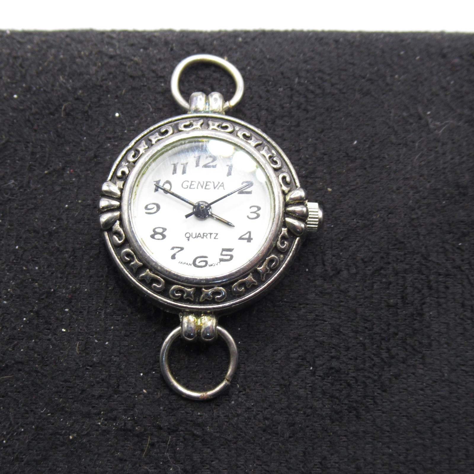 2x Geneva Quartz Watch Head Lot Silver Tone Round Square Japan Movt