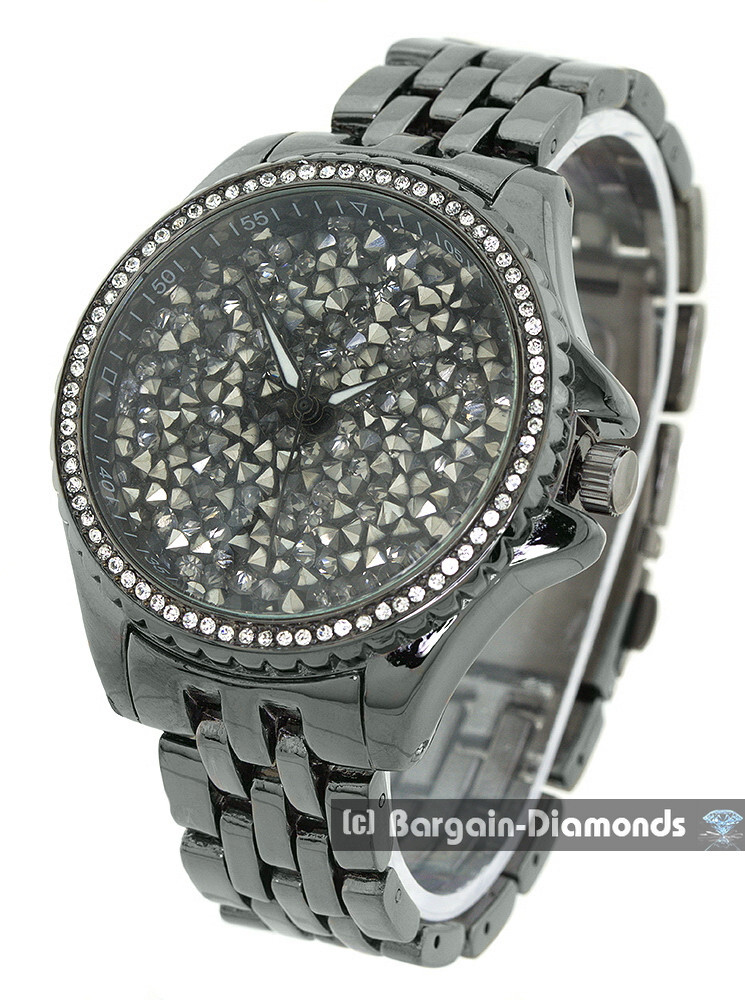 Ladies Black Clubbing Party Blue-Red-Gold-Purple CZ Dial Watch 7.5″ Bracelet