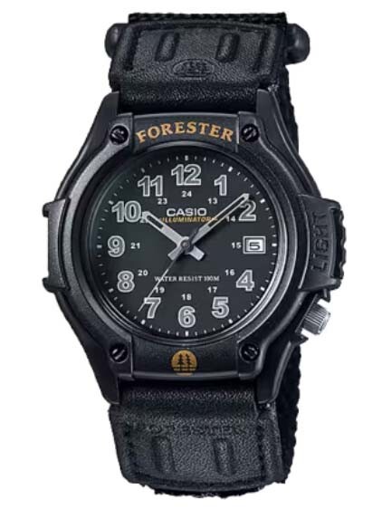 Casio FT500WC-1BV, Illumintor, Forester 100 Meter WR Black Nylon Strap, Date
