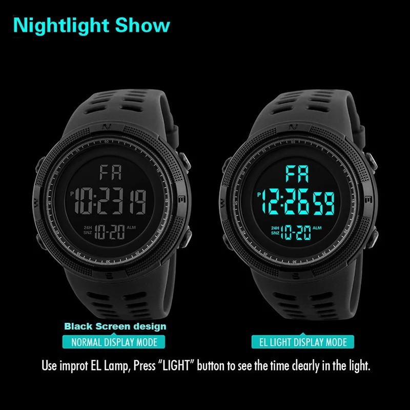 Men Military Digital LED Watch Teens Sports Gym Fitness Luminous Multi Function