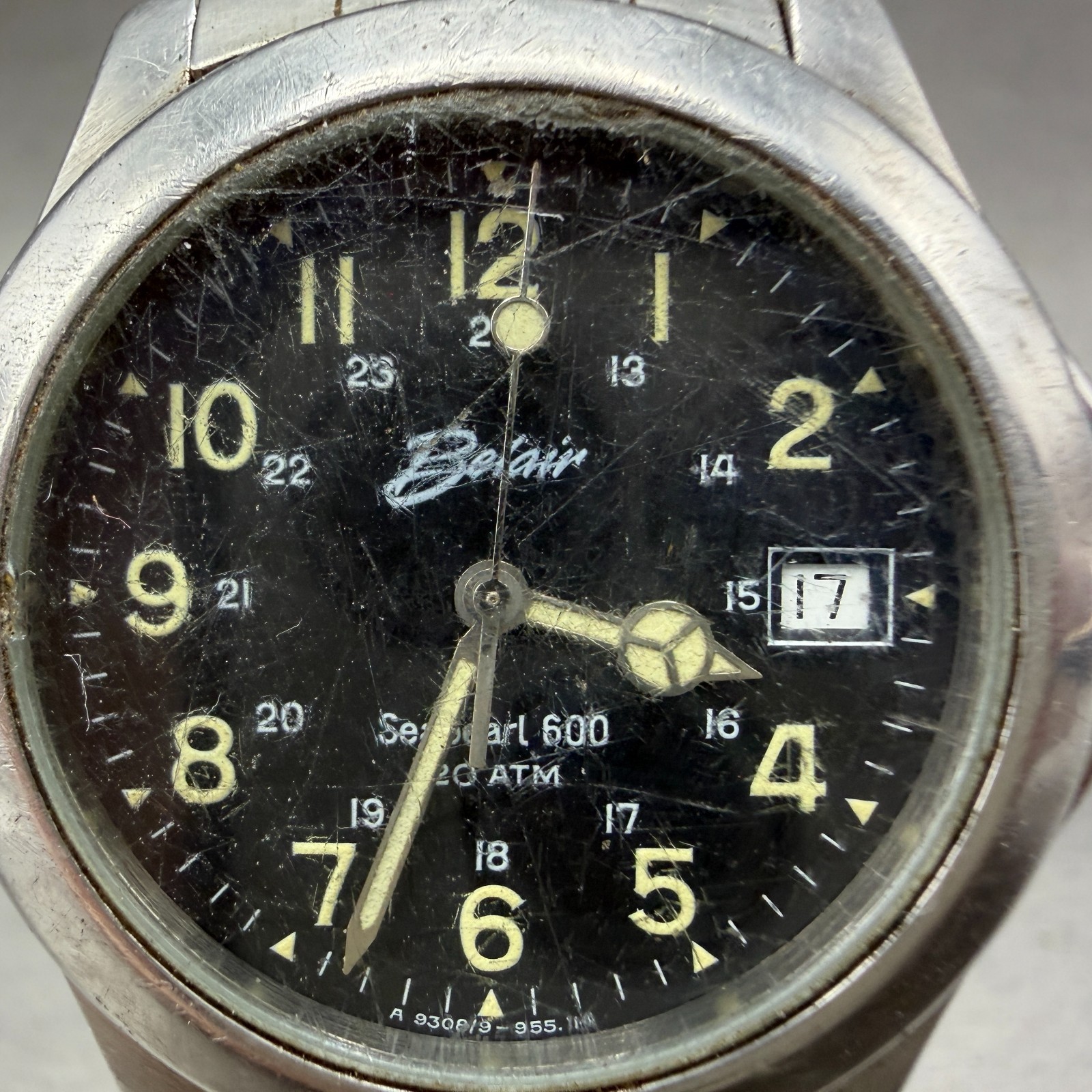 Belair Seapearl 600 Watch Men 37mm Black Dial Steel Date READ!!!!! New Battery