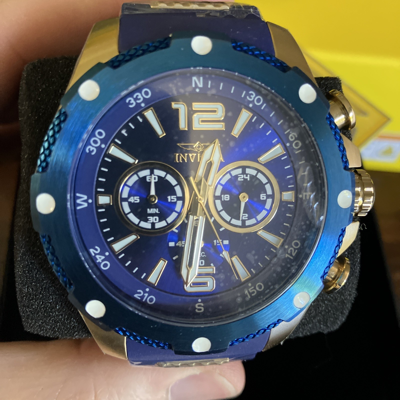 NIB 50mm Invicta I-Force Axis 39997 – 50mm Blue/Gold Chrono