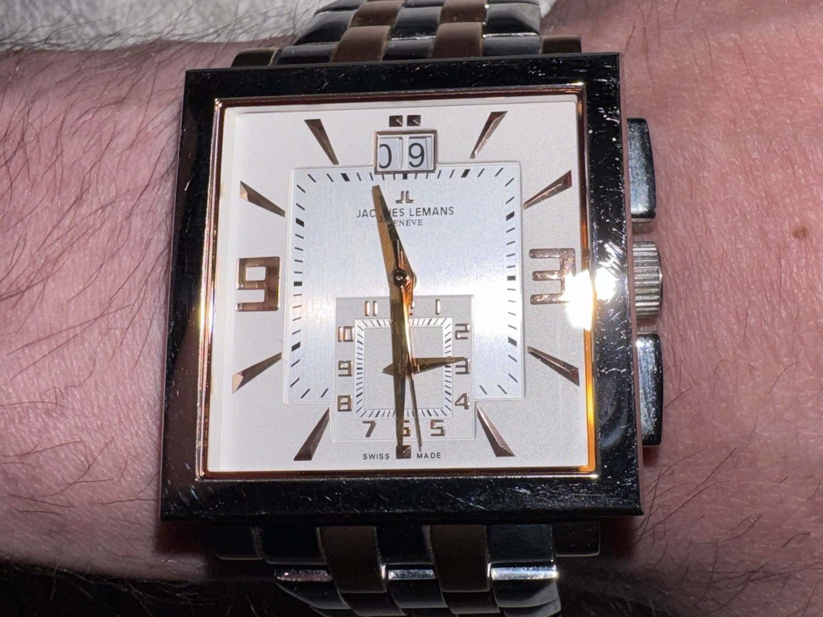 Jacques Lemans Geneve Men’s Quartz Two-Tone Steel Bracelet Date 50m Watch