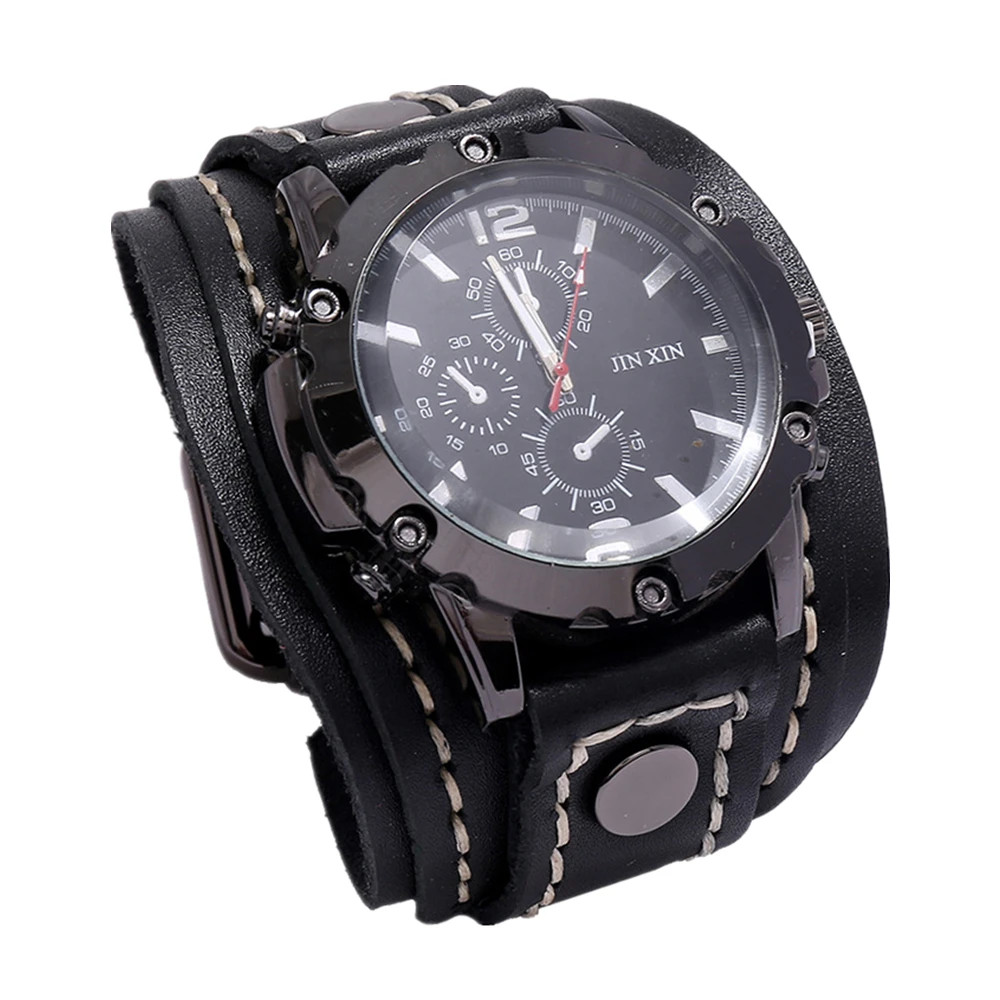 Black Brown Blue Men Pointer Watch Genuine Leather Strap Bracelet Vintage