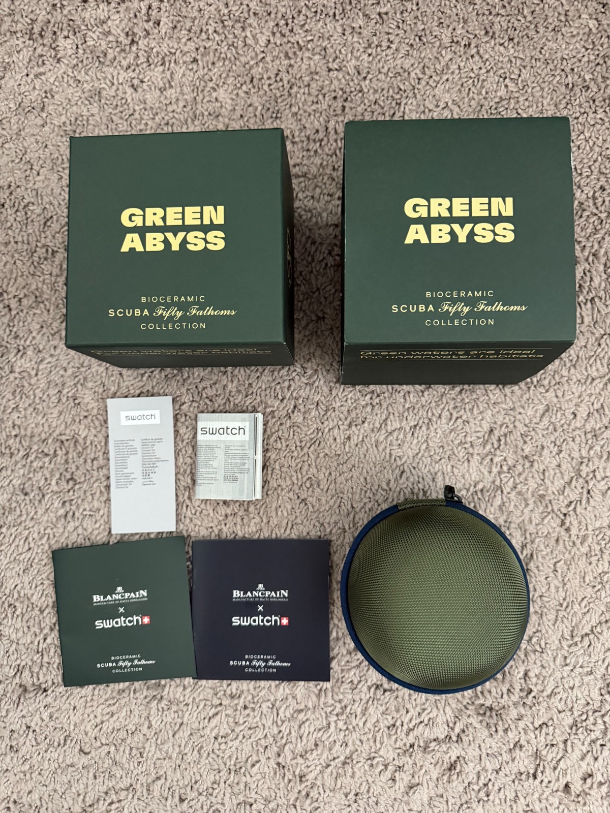 Blancpain x Swatch Scuba Fifty Fathoms GREEN ABYSS Brand New Box Papers