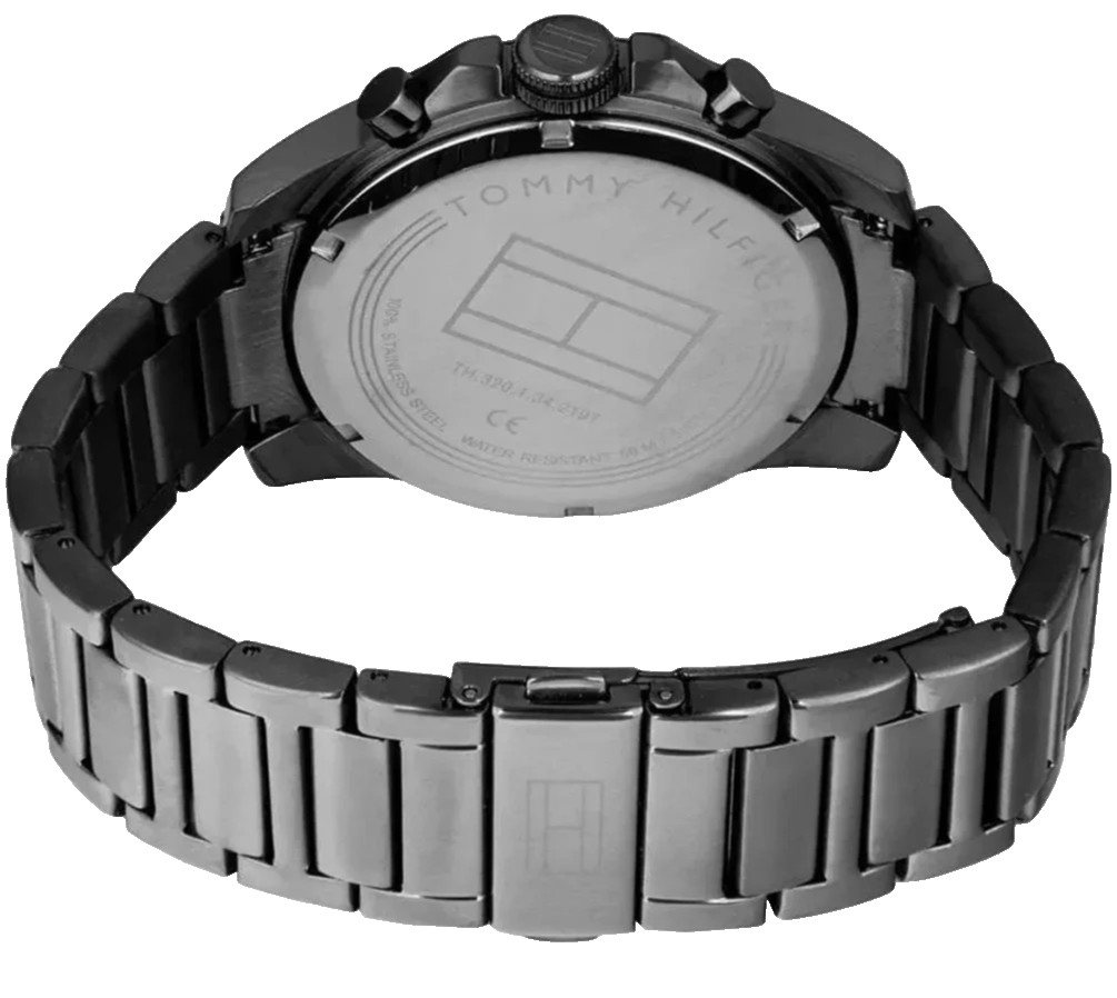 TOMMY HILFIGER CHRONOGRAPH 1791347 GRAY DIAL GRAY METAL BRACELET 46MM MENS WATCH
