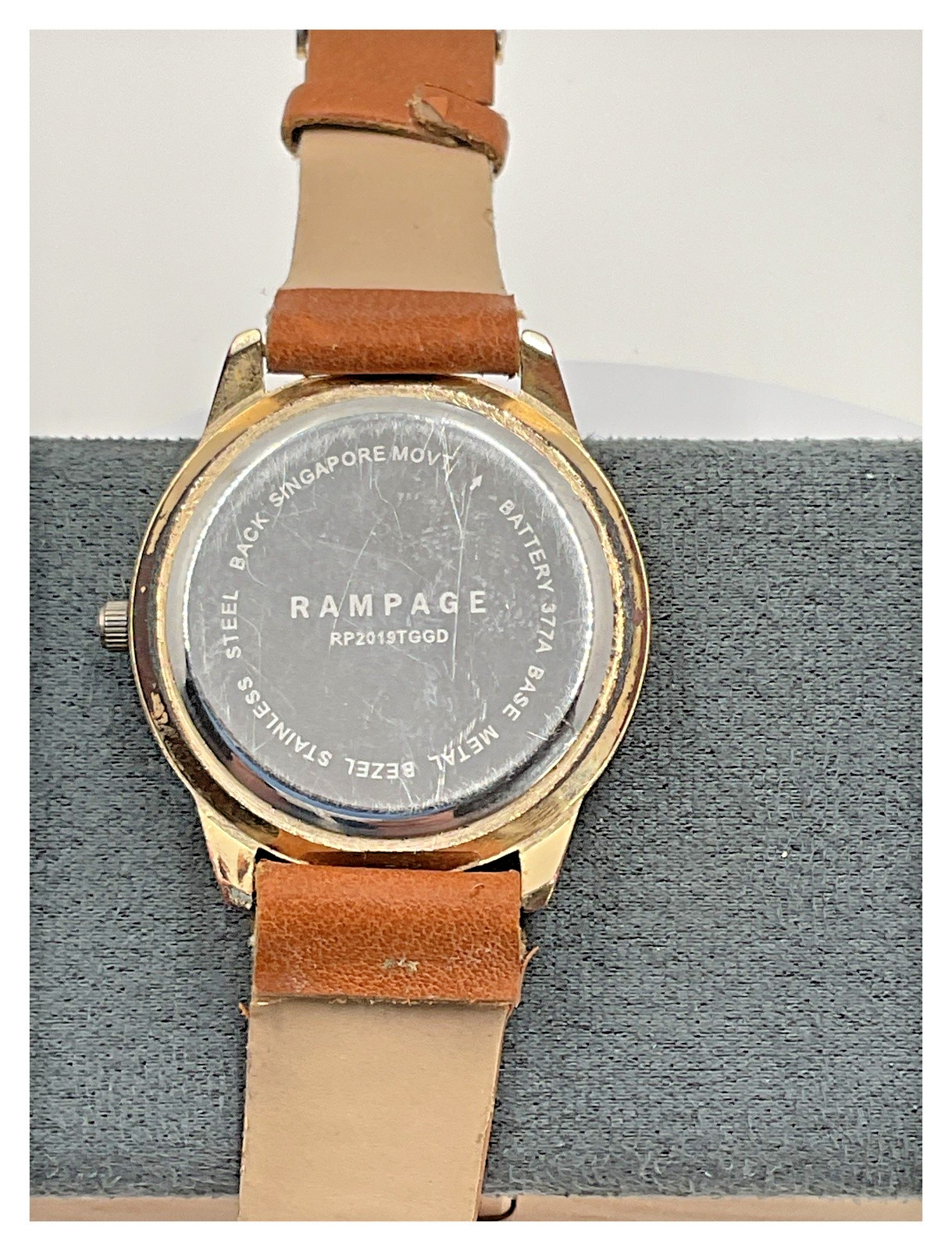 Rampage Women’s Gold-Tone Watch Brown Leather Strap