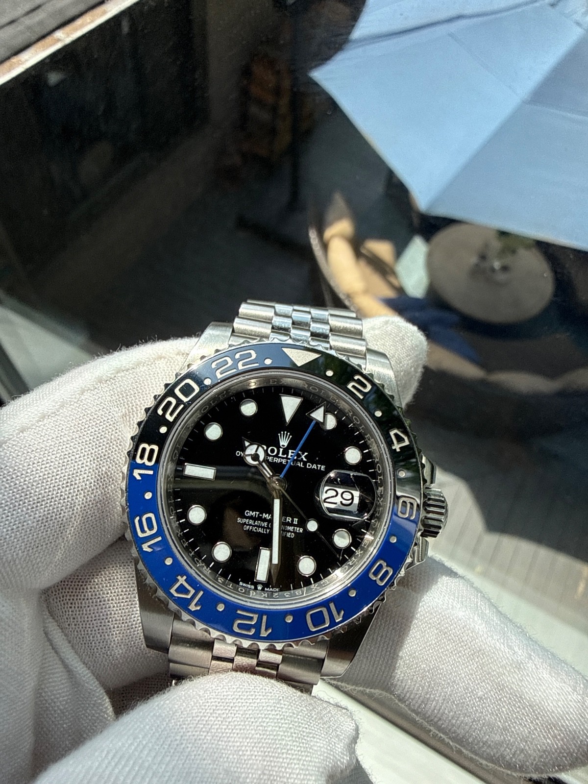 pre-owned Rolex Batgirl 126710BLNR, 2019 with box and papers