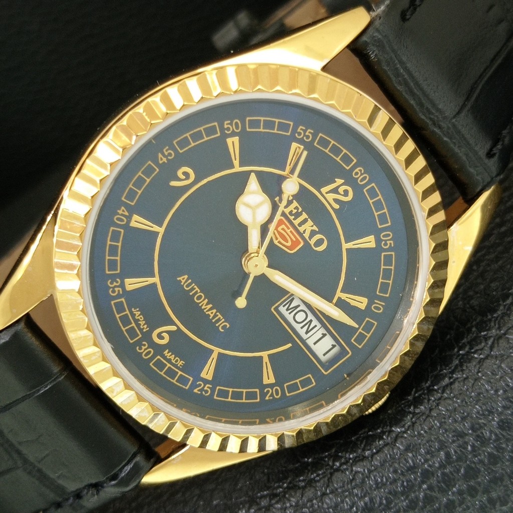 AUTOMATIC VINTAGE REFURBISHED SEIKO 5 6309A JAPAN MENS BLUE DIAL WATCH a443512-1