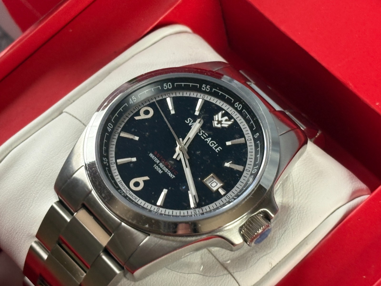NWT Swiss Eagle Watch SE-9182A-22 DUFAUX Blue Sapphire Crystal
