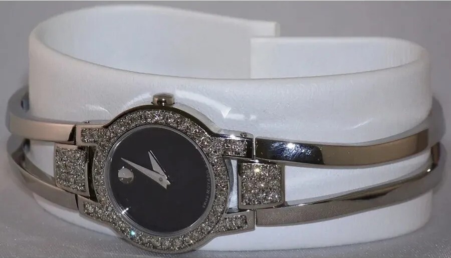 Brand New Ladies Movado Amorosa Custom Diamond Watch – 0604759 Aprx (0.90CT)
