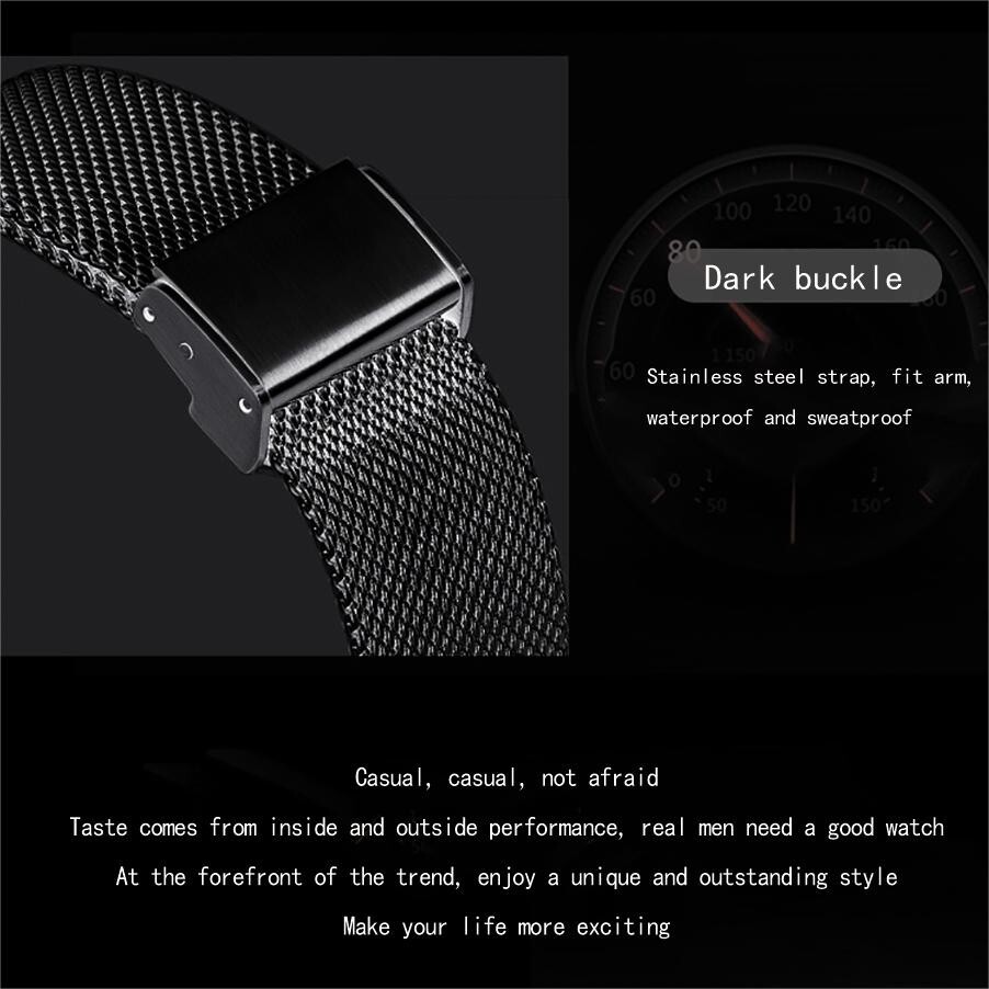 Ultra-thin Men Quartz Watch Stainless Steel Date Waterproof Casual Wristwatch