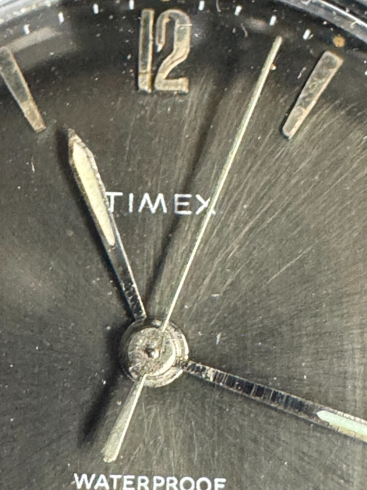 Timex Vintage 1960s Marlin Wind Up 34MM Midnight Sunburst New Crystal Runs Good