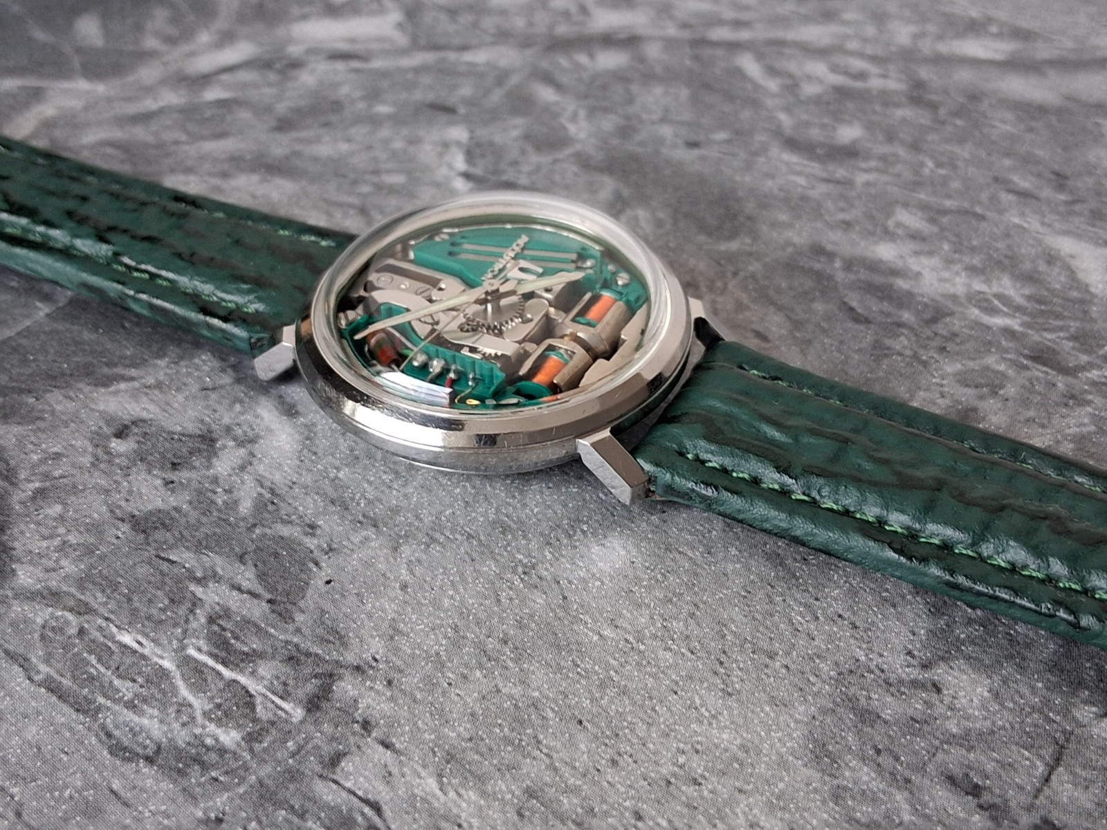 Serviced 1963 Bulova Accutron Spaceview Cal. 214 Tuning Fork Watch New Strap