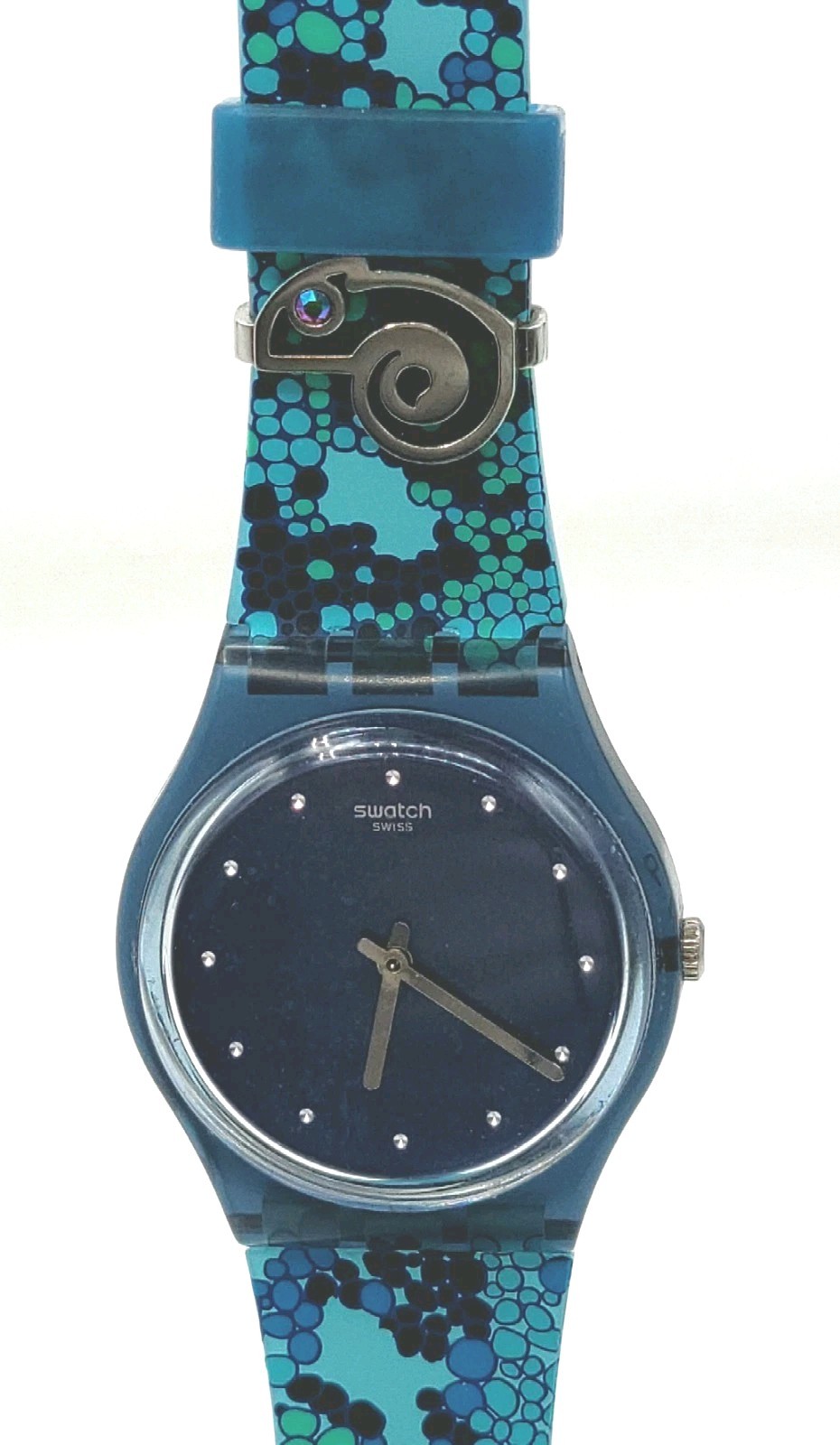 Swatch GZ320 Chamecrazy Blue Green Bubbles 925 Silver Chameleon Bracelet In Box