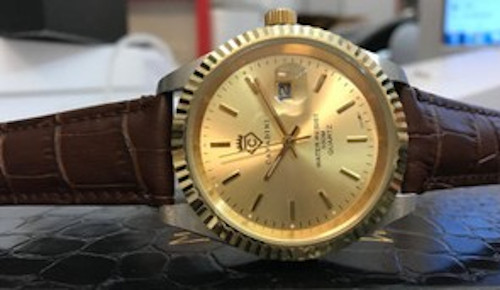 Leonardo Men’s Watch Cavadini Stainless Steel Bicolour Leather Band 1 5/8in