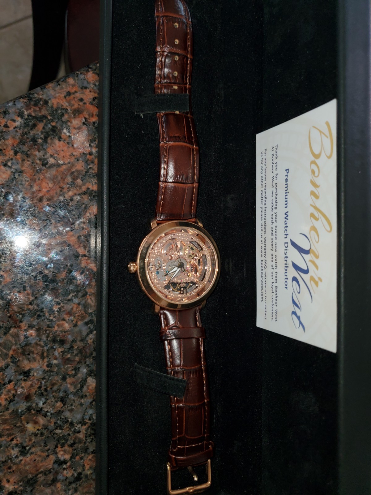 Luxury Men’s Mechanical Wrist Watch Leather Strap Skeleton Style