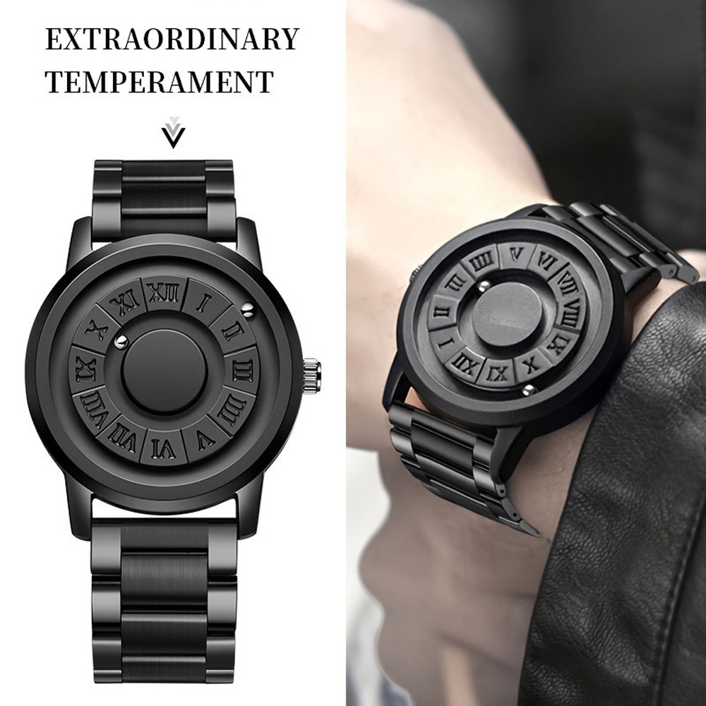 Men Watch Quartz Scrolling Bead Magne 3ATM Waterproof Sport Boy Wristwatch Gift