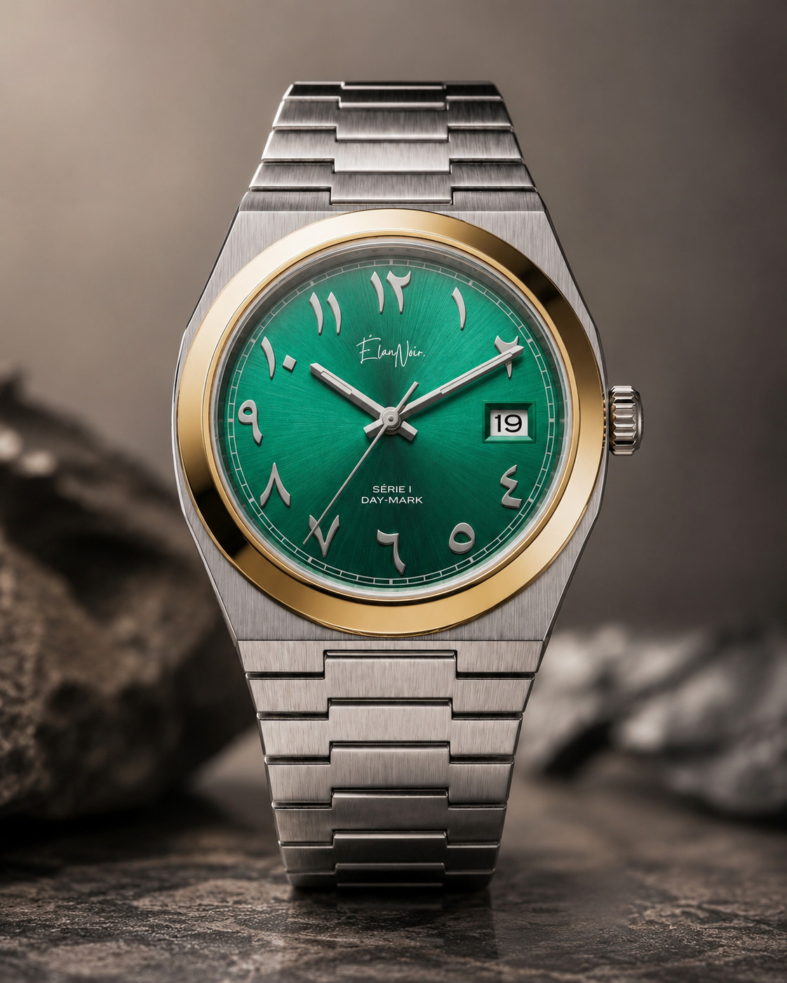 Élan Noir Série I Silver/Emerald 36mm AutomaticNH35 Sapphire Crystal Steel Watch