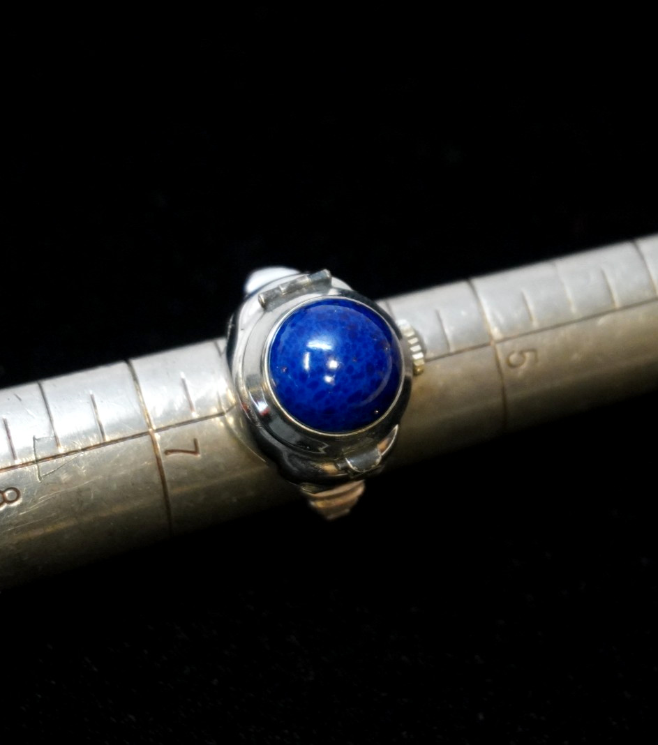 VIntage Bucherer blue sphere stone top Watch Ring 17J Sz 6