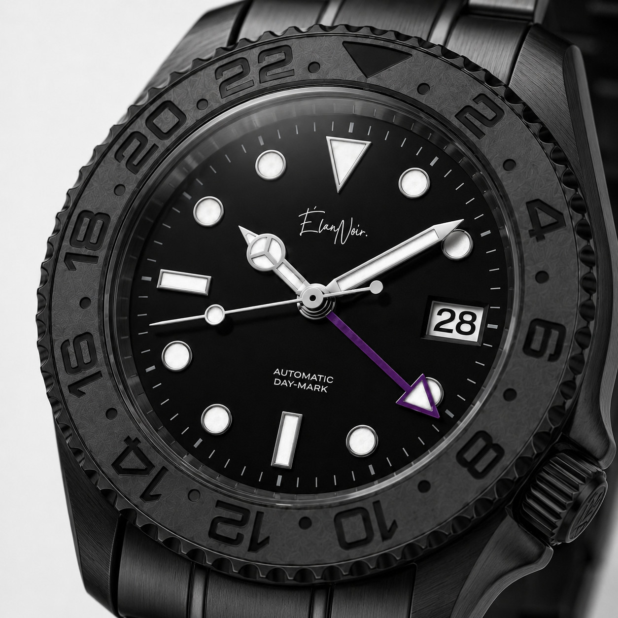 Élan Noir Automatic Day Mark BLACK OUT/PURPLE – 1 OF 1 CUSTOM WATCH EXTRELY RARE
