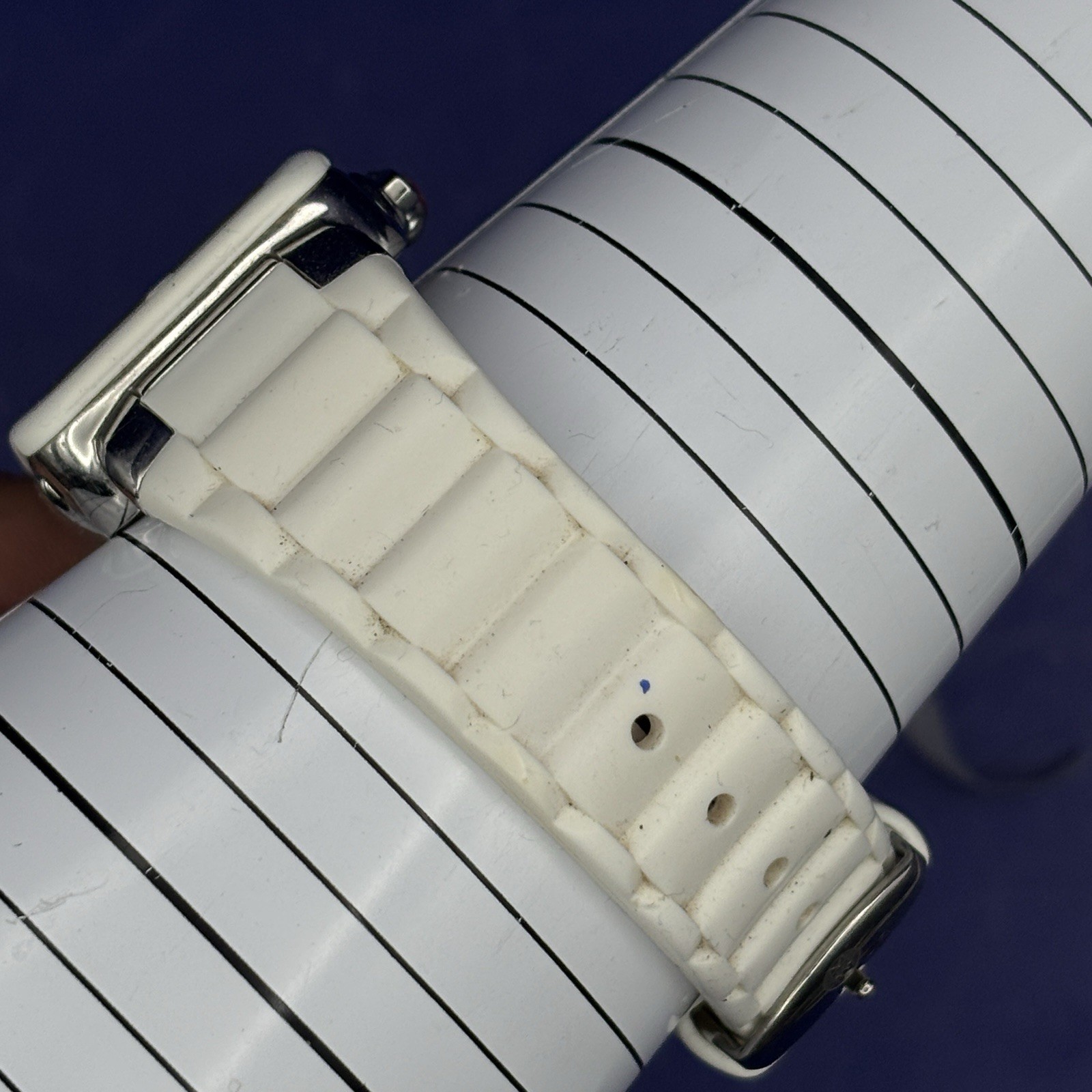 Michele Park MWW06L000001 White Rubber Strap Ladies Watch FOR PARTS/REPAIR