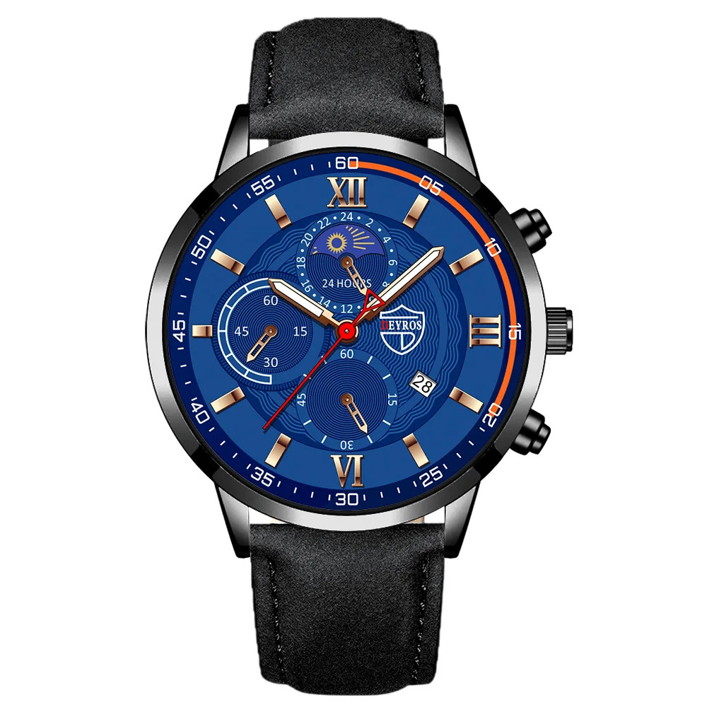 Men’s Classic Analog Quartz Watch with PU Leather Strap – Ideal Gift for Father’