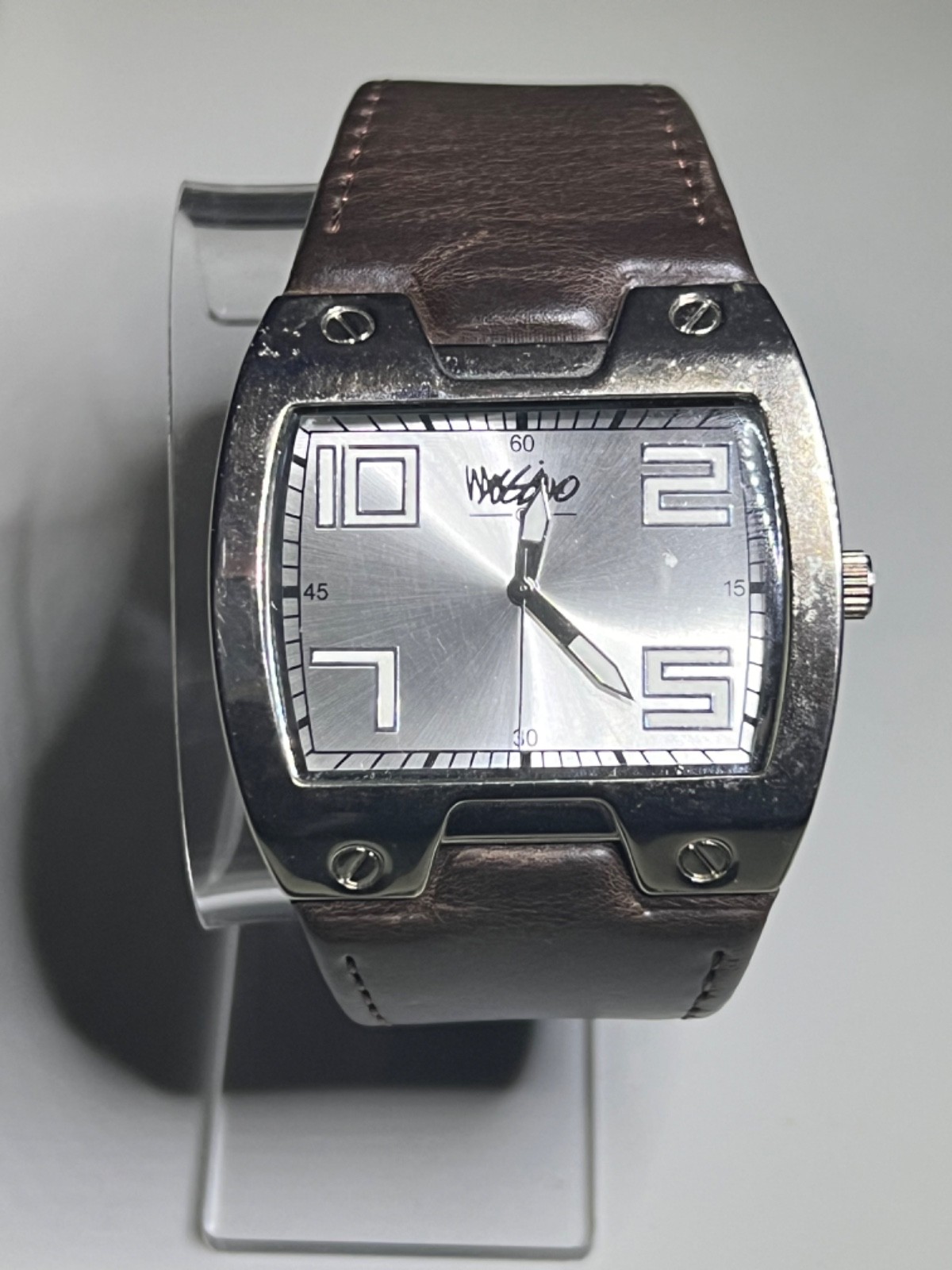 Vintage MOSSIMO 90072 Men’s Retro Wide Leather Brown Cuff Watch