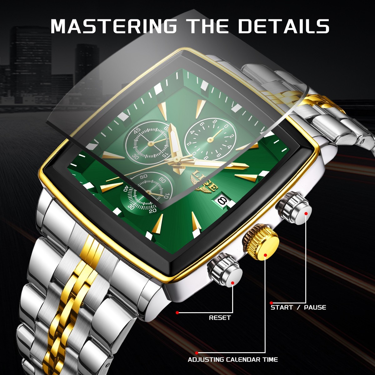 Luxury Men Watch Stainless Steel Quartz Date Luminous Chronograph Man Watch Gift