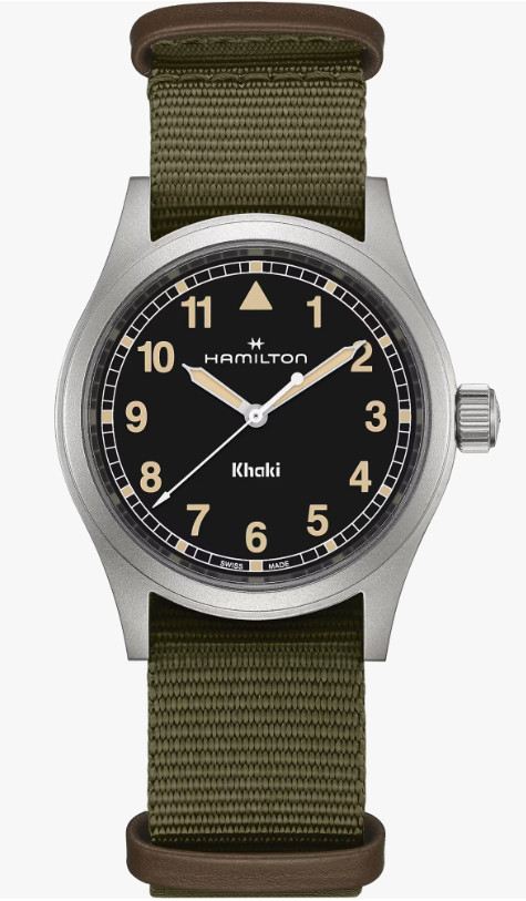 Hamilton Khaki Field Quartz 38mm Black Dial Green Strap Men’s Watch H69401930